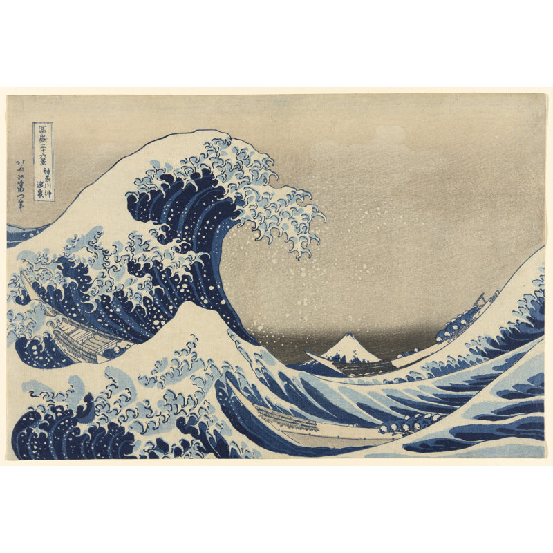 Murale de dessin de vagues rétro Meridan, L 75 po x L 49 po