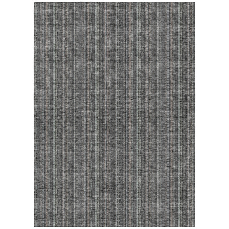 Tapis intérieur lavable rayé gris 8 pi x 10 pi
