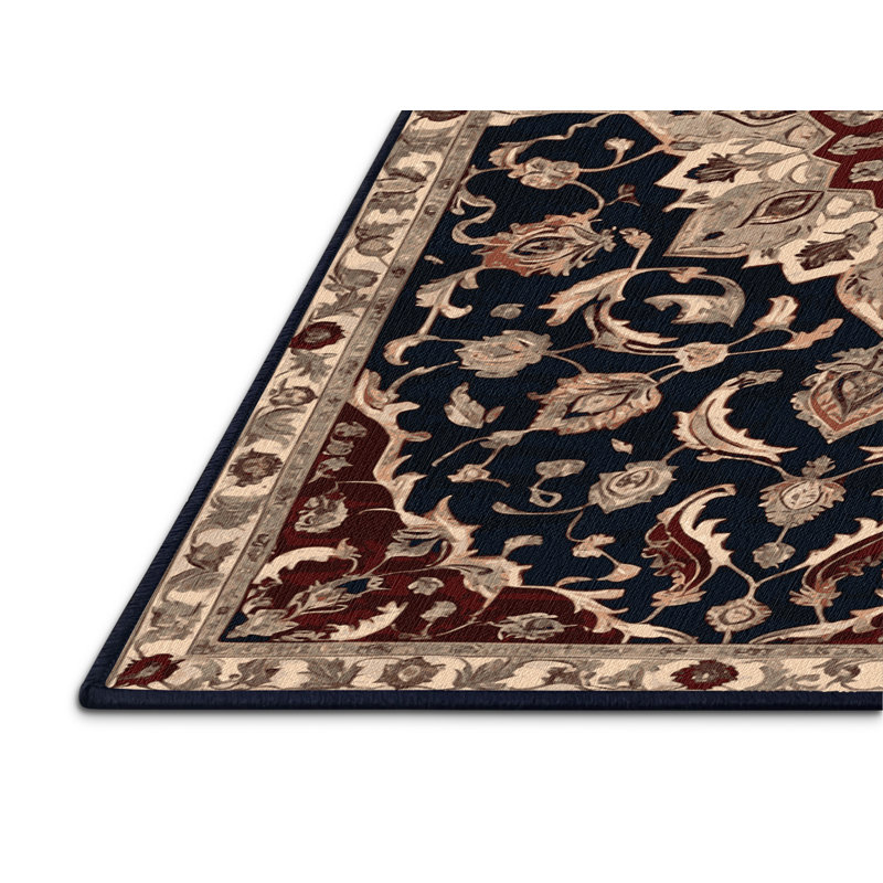 Tapis persan noir lavable à la machine, Carré 4 pi