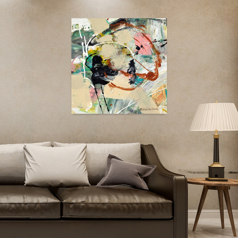 Art contemporain abstrait tout en courbes, H 32 po x l 32 po