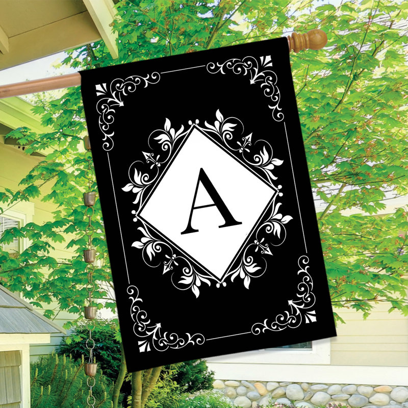 Monogramme noir et blanc d'un drapeau de maison