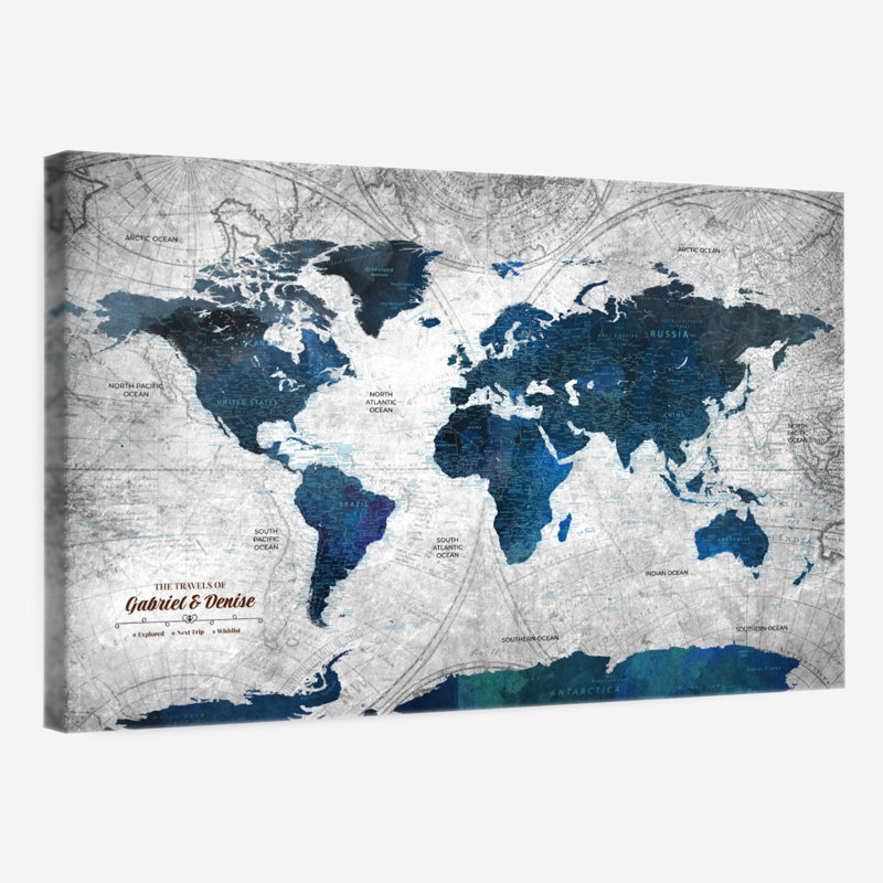 Carte du monde personnalisée punaise III, H 16 po x l 24 po, Oui