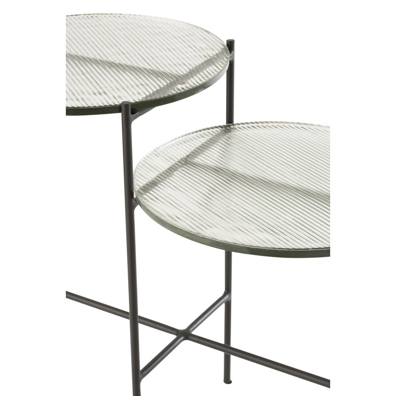 Glass Top Frame Side Table Set