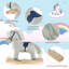 Cheval à bascule en peluche gris et blanc pour enfant, jouet pour enfant 36 à 72 mois, doux et sécuritaire, cadeau parfait pour les garçons et les filles. L 28,75 po x l 13,75 po x H 25,25 po. Peluche, bois, acier. P…