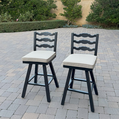 Aluminum 26 Inch Swivel Bar Stool with Cushion(set of 2)