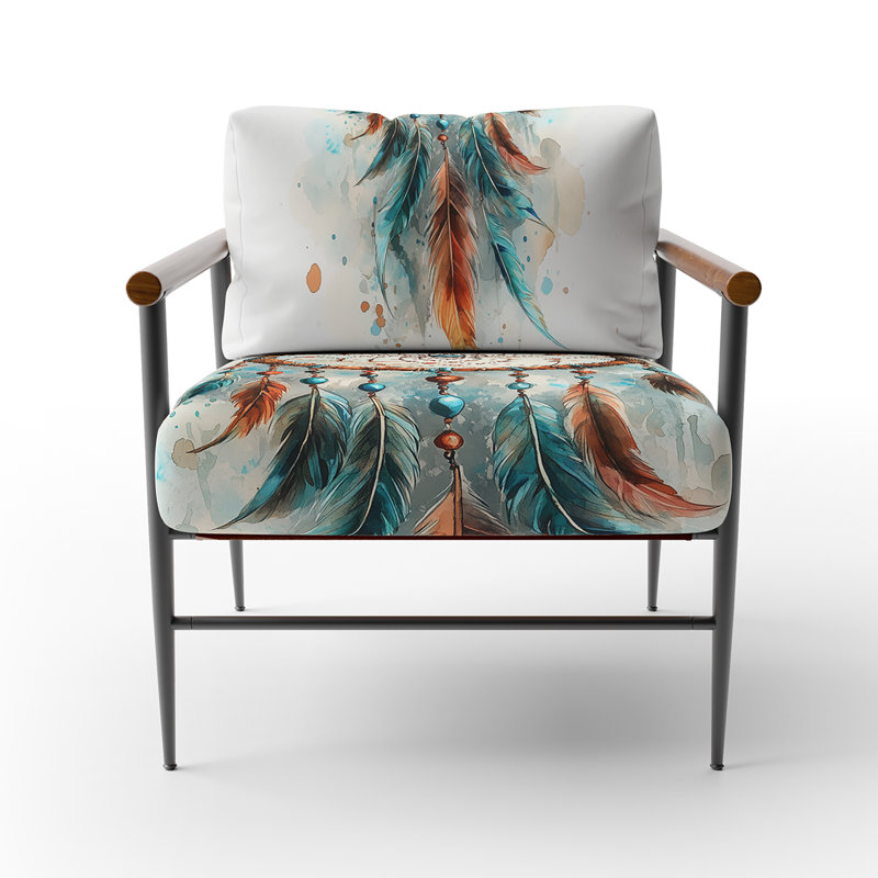 Upholstered Accent Chair, Brown Round Arms