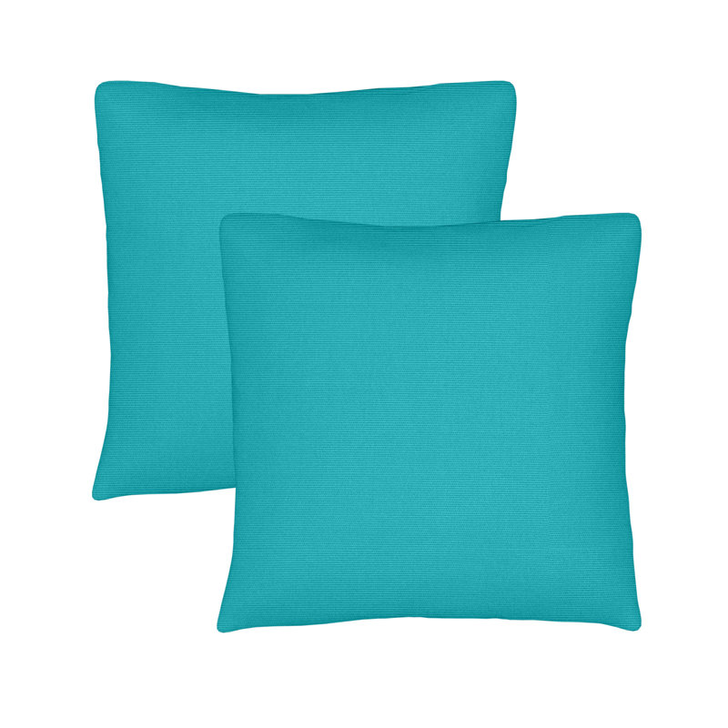 Sunbrella Square Weather Resistant Outdoor Pillow Cover and Insert, 18"H x 18"W, Aruba