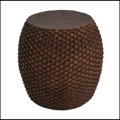Faux Rattan Side Table For Both Indoor And Outdoor Use, Handmade Mgo With Rich Brown Tone