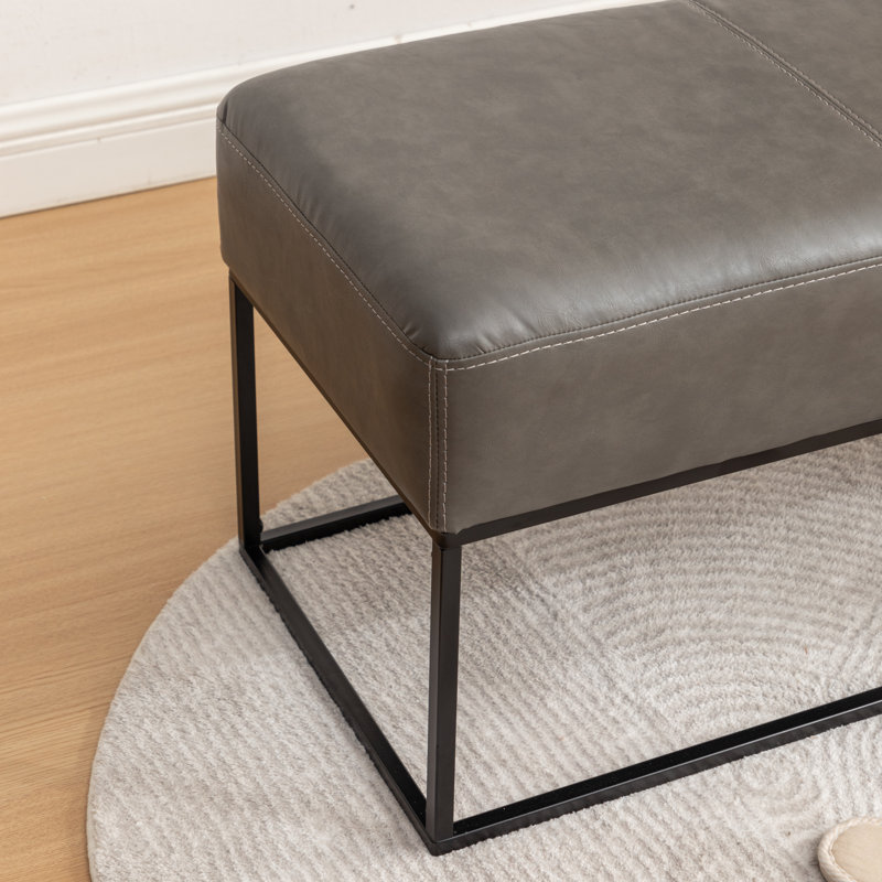 Banc rembourré en similicuir Mikhajlo, Gris rétro