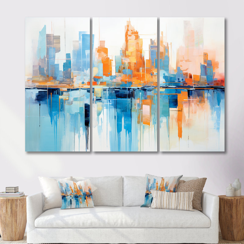 Copper - ensemble d'art mural abstrait paysage, Toile tendue, H 32 po x l 48 po x P 1 po