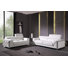 White Genuine Leather 2-Piece Sofa & Loveseat Set with Adjustable Headrests