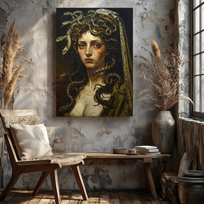 Dark Renaissance Medusa Canvasmoody Mythological Portrait Wall Art Canvas Ready To Hang Gallery Wrapped Home Decor Modern Design Decor