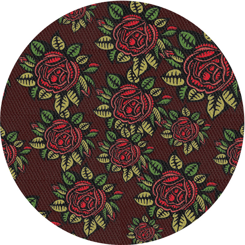 Tapis rose / brun / jaune Heimskringla, Rond 6 pi