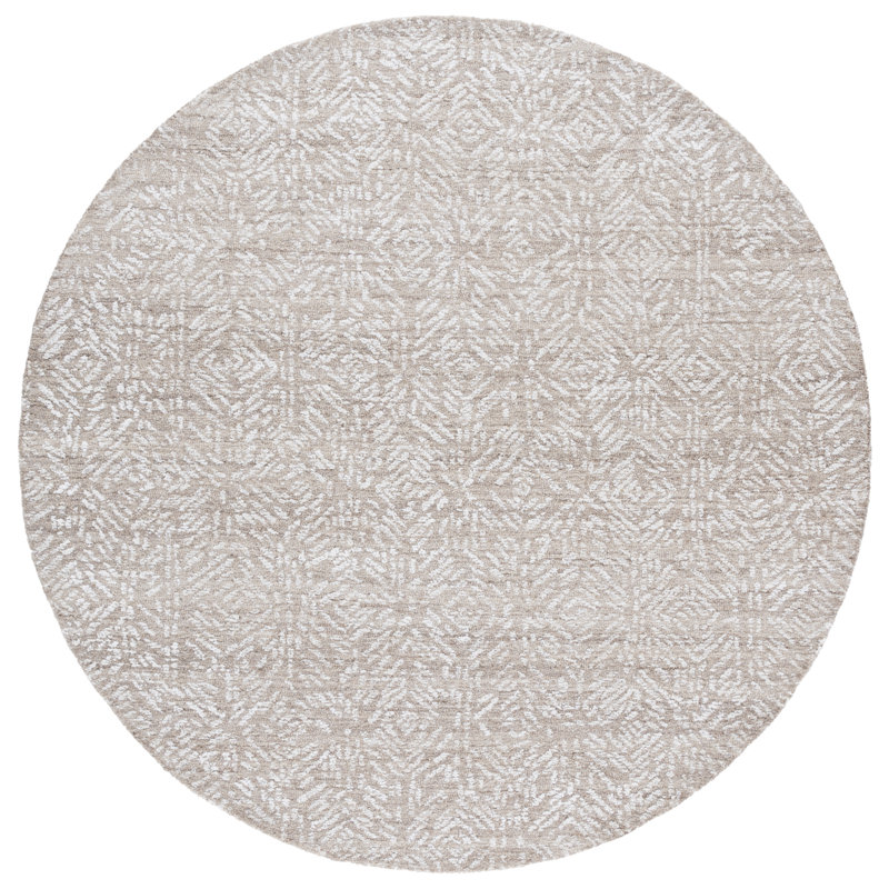 Anchondo 620 Hand Tufted Wool/Viscose/Cotton Abstract Indoor Use Only Rug in Beige/Ivory, Round 6'
