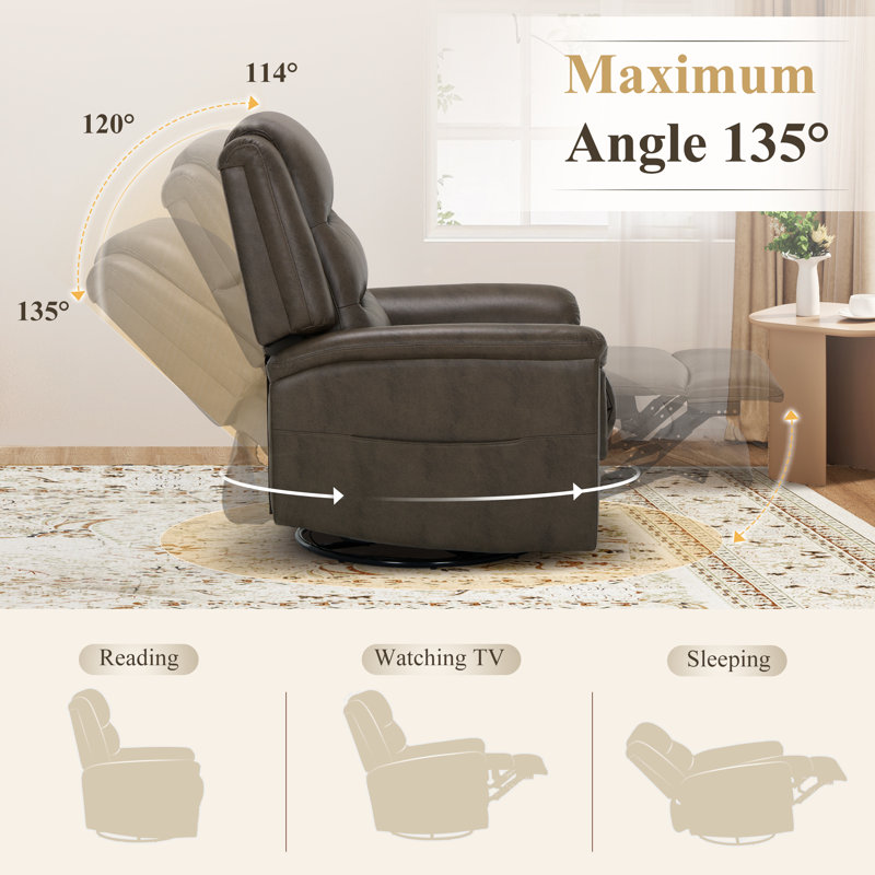 Manual Swivel Rocker Recliner Chair with 360° Rotation – Adjustable Backrest, Multi-Functional Lounge Chair for Living Room, Home Office