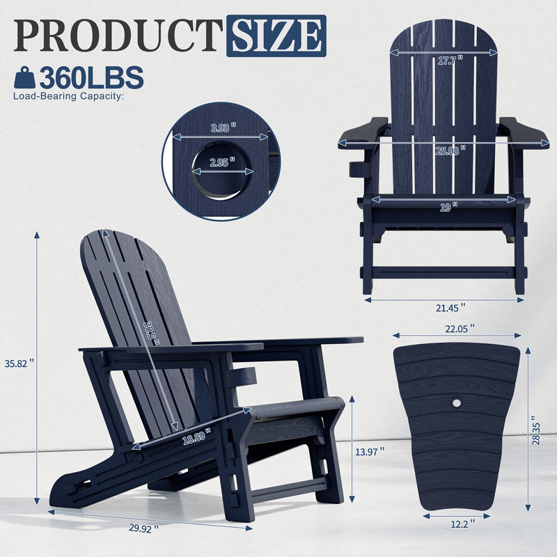2-Person Outdoor Adirondack Chair, Navy