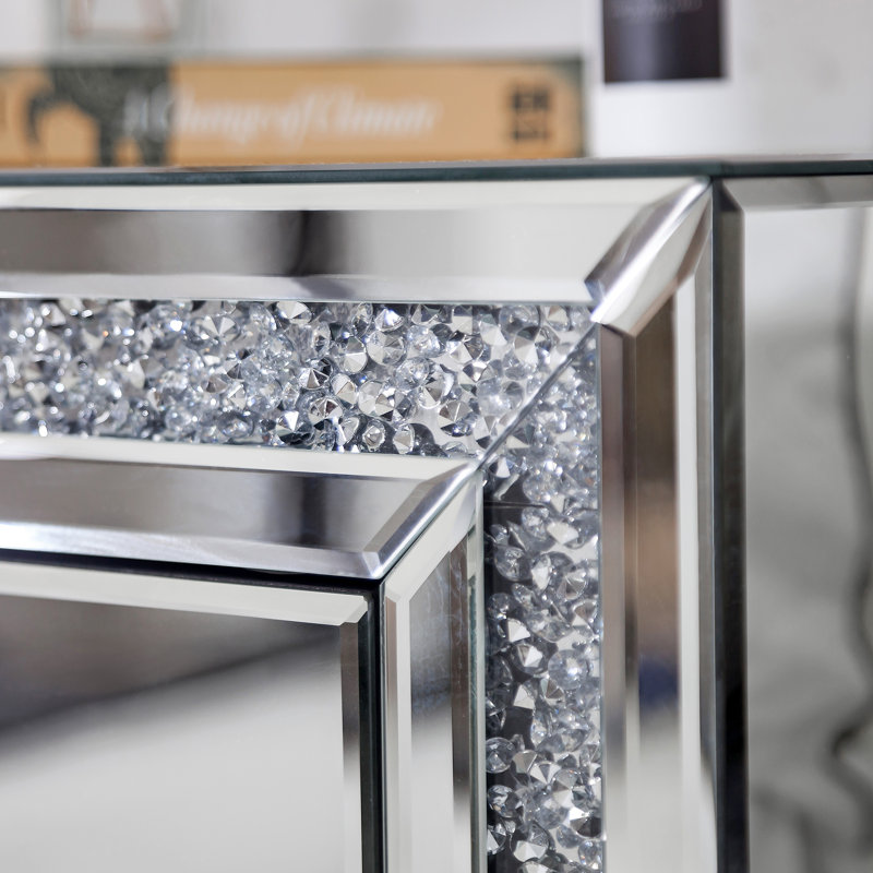 Table de chevet avec rangement en verre à miroir H 27 po Toby