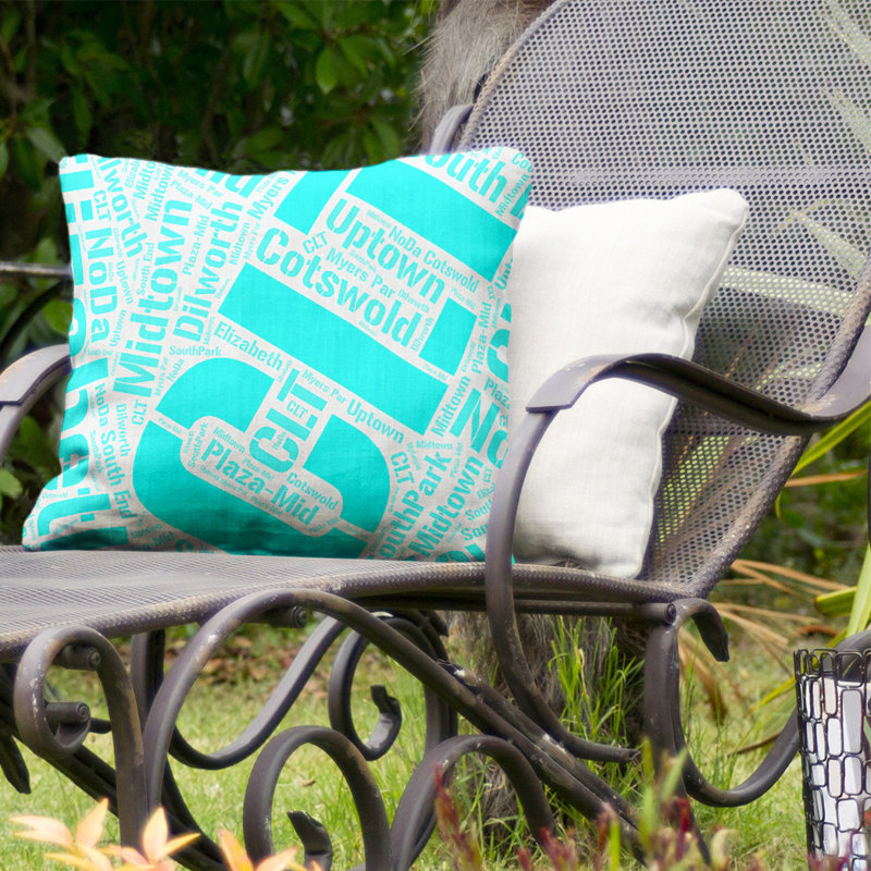 Coussin décoratif intérieur/extérieur charlotte, H 16 po x l 16 po, Oui, Cyan