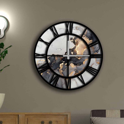 Horloge murale décorative élégante, 19,7 po de diamètre, 100% panneau de fibres à densité moyenne avec une épaisseur de 0,2 po | Nécessite 1 pile AA (non incluse) | Parfait pour la décoration intérieure, l'esthétique moderne et l'élégance intemporelle