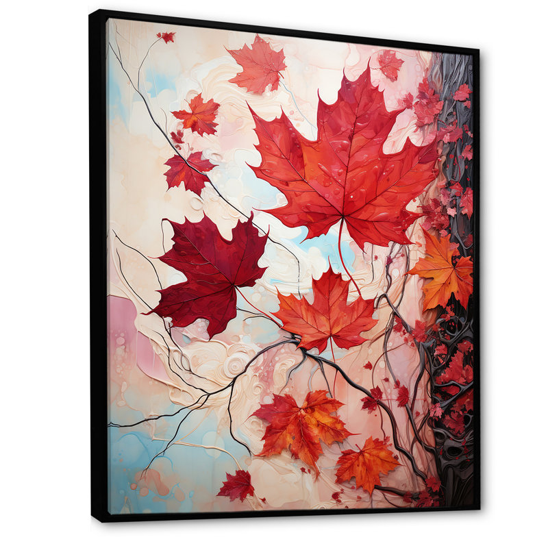 " Maples Memory Crimson ", 40" H x 30" W x 1.5" D, Black Floater Frame