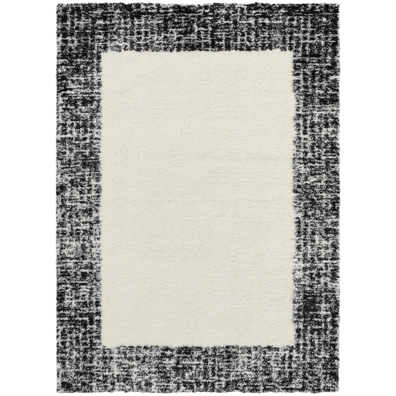 Tapis ivoire beige à poils longs Pernell, Rectangle 7 pi 10 po x 9 pi 10 po