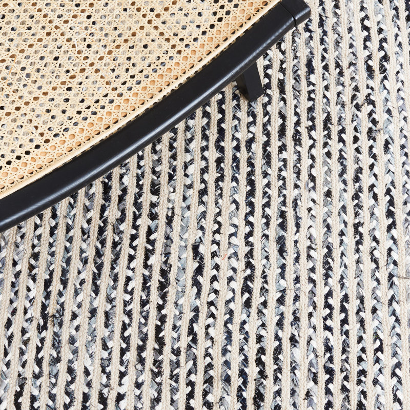Tapis rayé en coton fait à la main Nini, Rectangulaire 8 pi x 10 pi