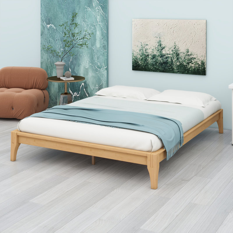 Solid Dry Bamboo Wood Platform Bed, Natural