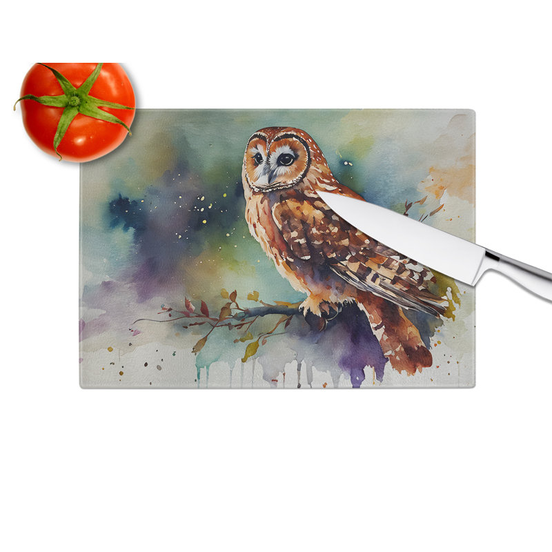 Tawny Owl Glass Cutting Board