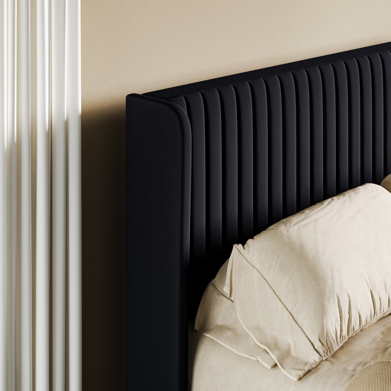 Airlia Upholstered Unfinished Platform Bed, Black, Full