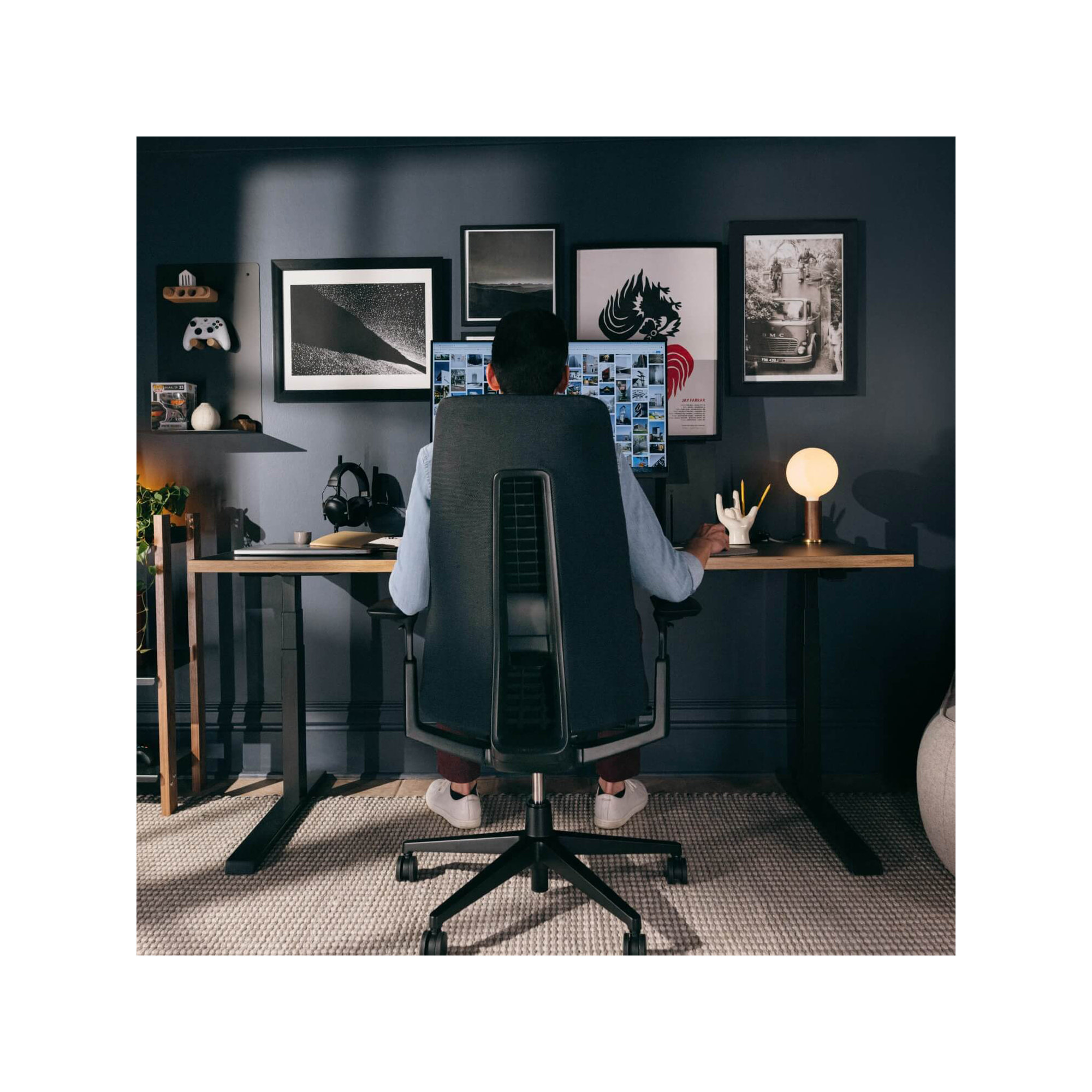 Haworth Fern Digital Knit Task Chair, Yes, Charcoal Black