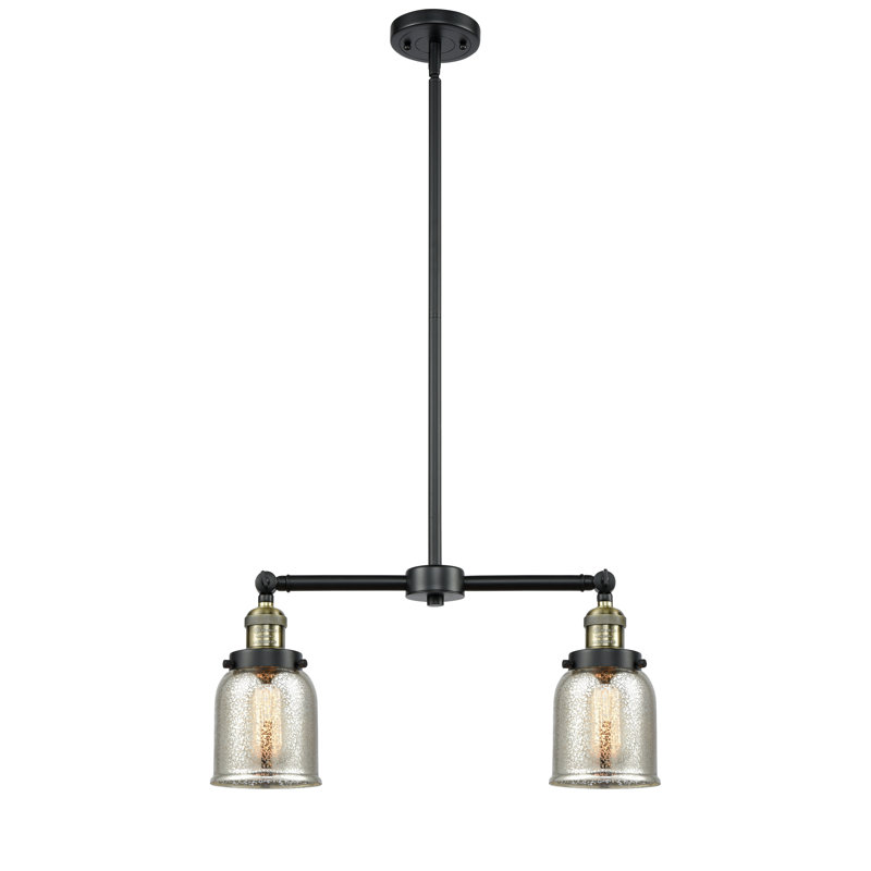 Bell - 2 Light 21" Island Light, No Bulb Included, Silver Mercury, Black Antique Brass