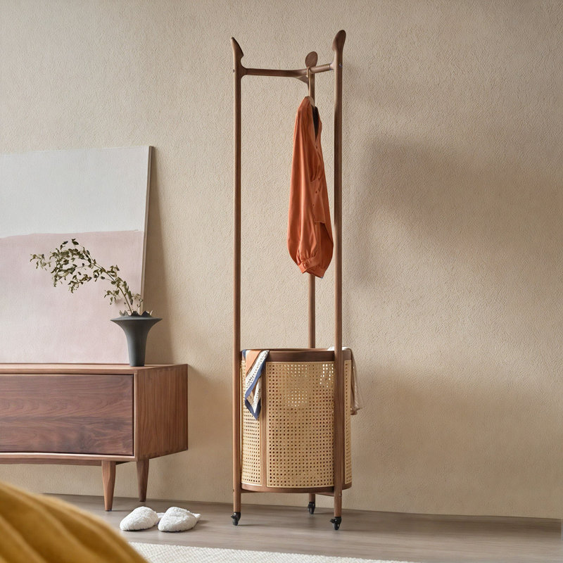 Solid Walnut Coat Rack And Laundry Hamper