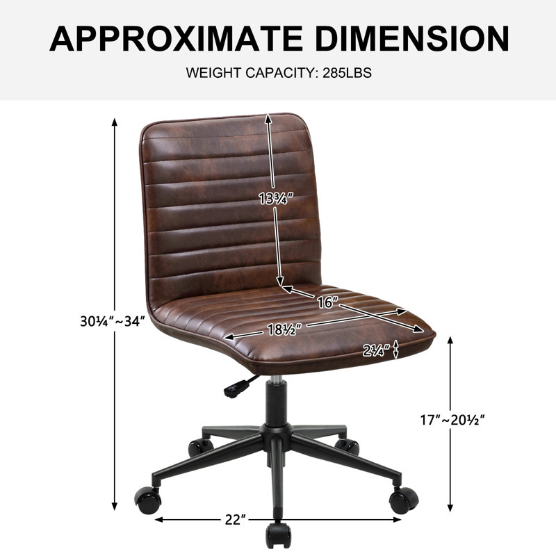 Chaise de bureau pivotante en similicuir, Similicuir brun foncé, Noir, noir, noir, noir