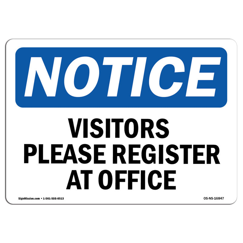 Signe visiteurs en aluminium 18 x 24, H 18 po x l 24 po x P 0,1 po