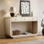 Console de style antique, 3 tiroirs de rangement, tablette de présentation, pieds courbés, placage de paulownia, entrée / couloir / salon, beige