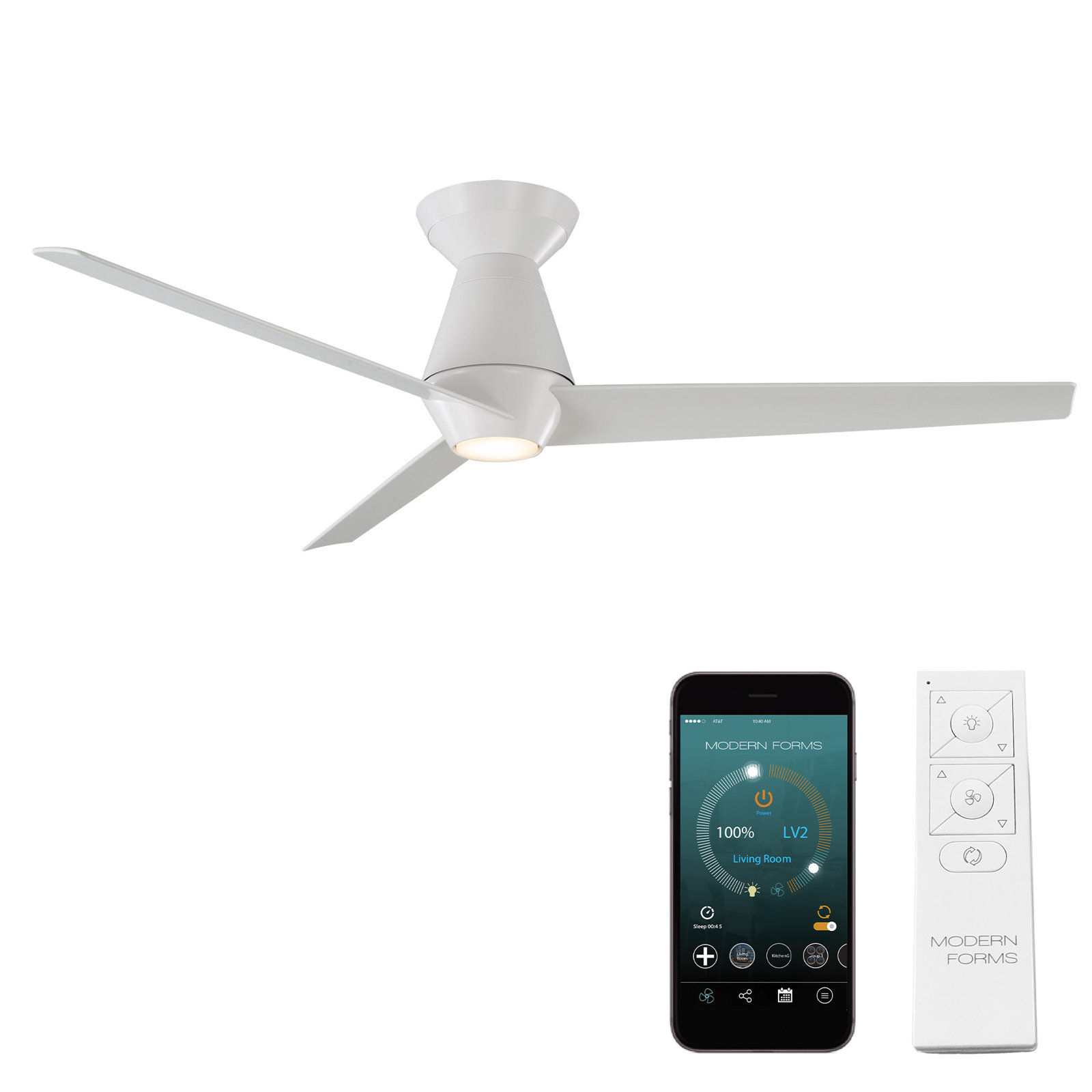 52" Smart Ceiling Fan with LED Light Kit, 3000K, Matte White