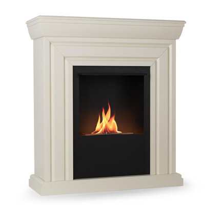 OneConcept 100cm W White Bio-Ethanol Fireplace