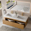 Meuble-lavabo flottant de 36 po avec lavabo, plateau en pierre frittée blanc de Carrare, armoire en chêne clair cannelé, tiroir à capteur DEL, mural, pré-assemblé-232181354-232181358
