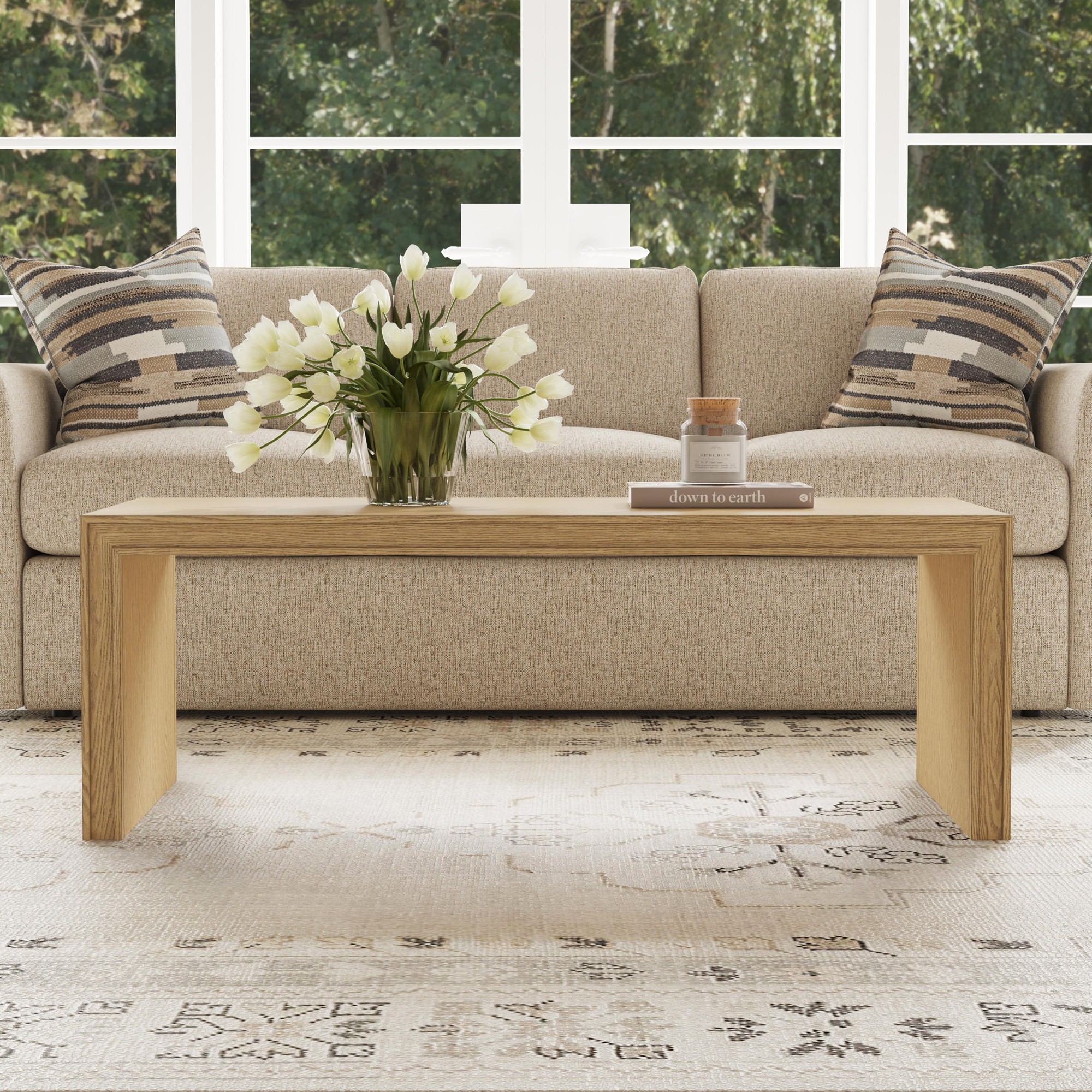 Southampton Sled Leg Coffee Table, Oak Wood