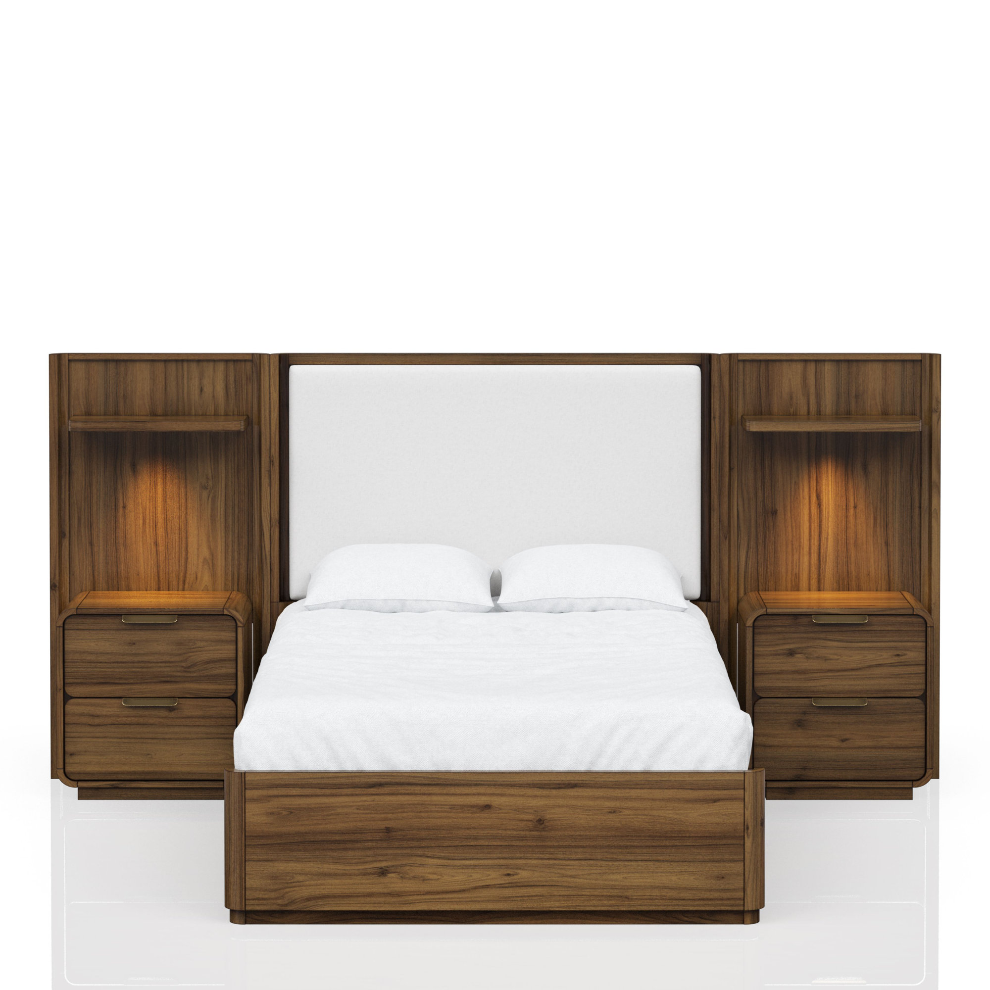 Esila Upholstered LED 3-Piece Bedroom Set, Carmel, King