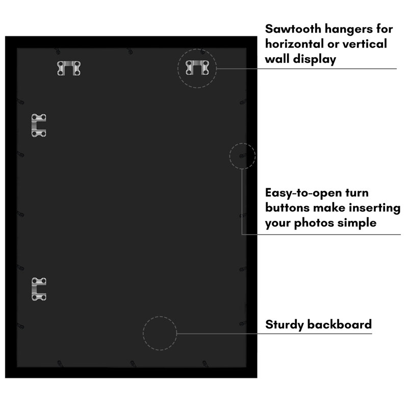 Black Wooden Poster Frame with Plexiglass Cover, 20" x 28"