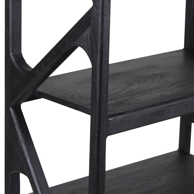 Metivier Solid Mango Wood Bookcase, Black
