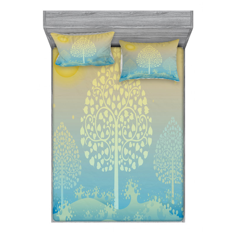 Microfiber Floral Sheet Set, Full Sheet Set with Fitted Sheet