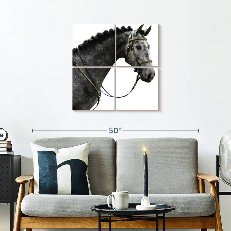 Cheval espagnol gris Brampt, H 26 po x l 26 po