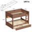 Lit superposé double TG avec armoires de rangement, lumière DEL, 2 tiroirs - bois de pin robuste et sécuritaire, brun-1131410573