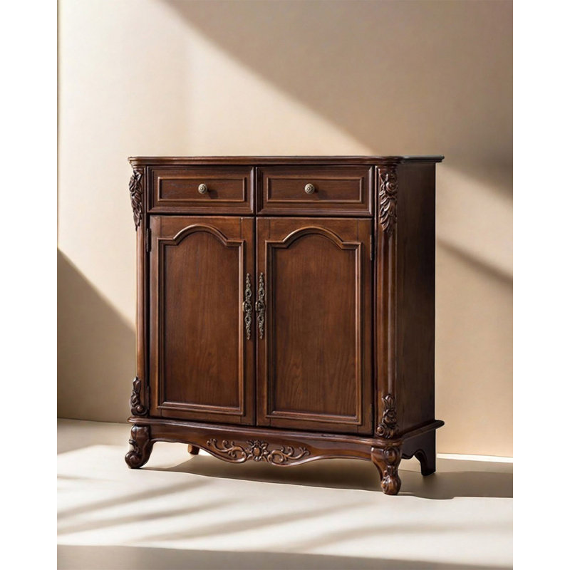 Armoire à chaussures en bois massif de style américain pour entrée de maison