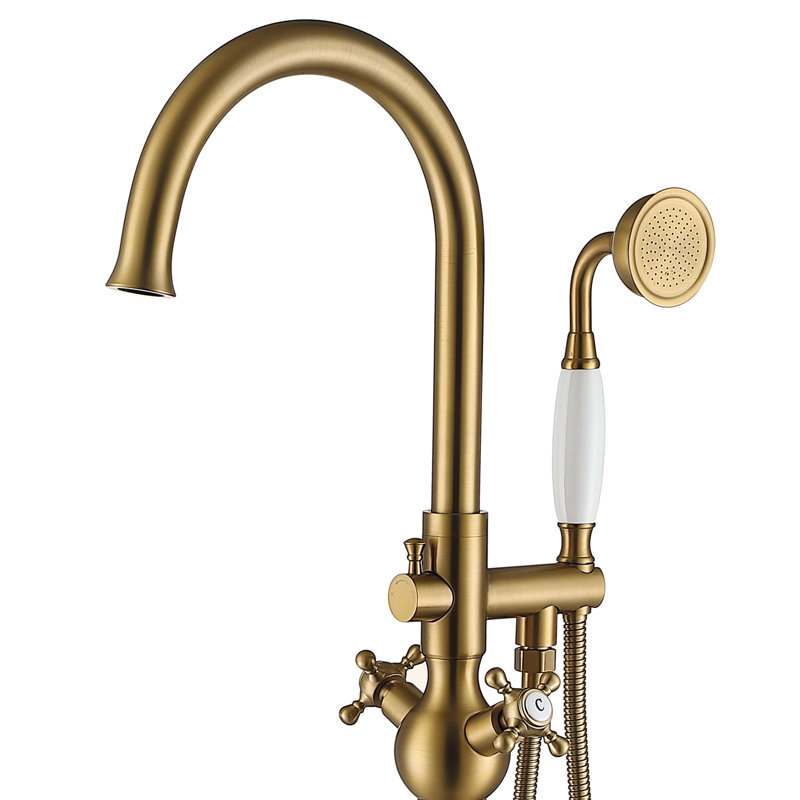 Freestanding Tub Filler, Brusehd Brass