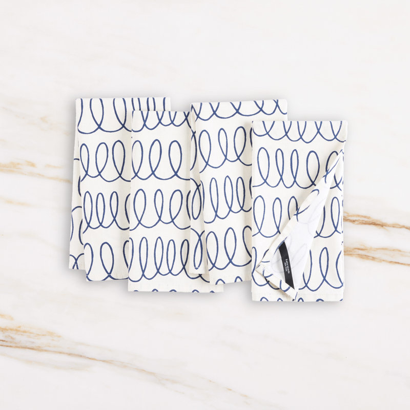 kate spade new york Loop And Dot 100% Cotton Loop Square Napkin Set (Set of 4)