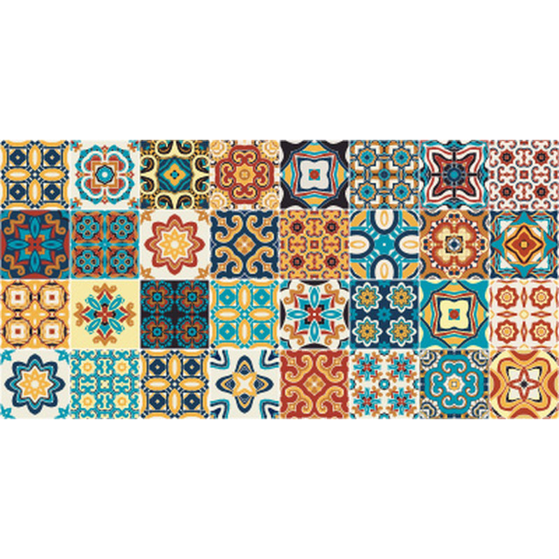 Papier peint carré amovible multicolore de style arabe et marocain, L 114 po x l 204 po