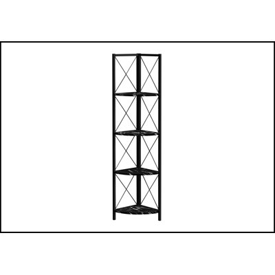 Stylish 4-Tier Etagere Bookcase with Black Marble-Look Shelves for Modern Office and Bedroom, Perfect for Display and Storage.